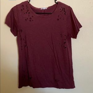 Maroon distressed top